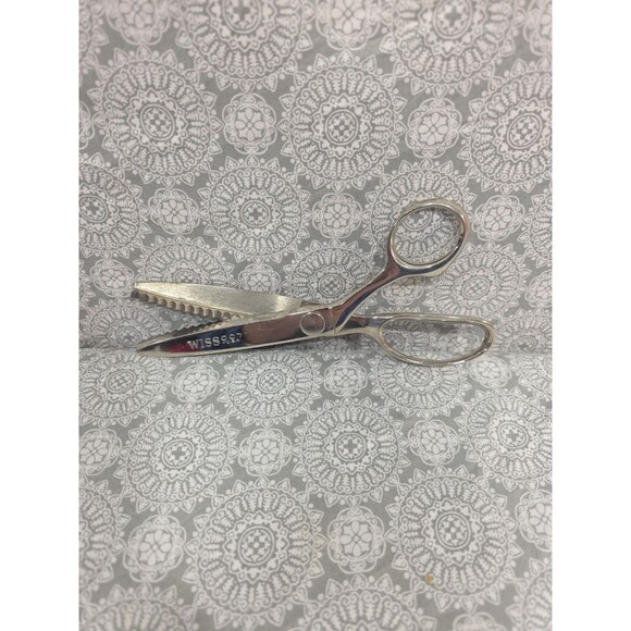Wiss Model S-97 Pinking Shears, USA Made, Silver Tone Sewing Scissors - Picture 1 of 7